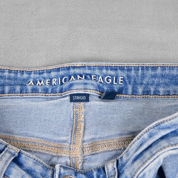 American Eagle Mom Jeans Womens 8 Long (28x30) Distressed Hi-Rise Blue Denim - Picture 2 of 11